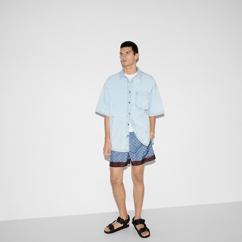Printed poplin tech swim shorts