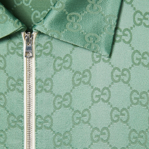 Camicia con zip dal taglio morbido in raso GG