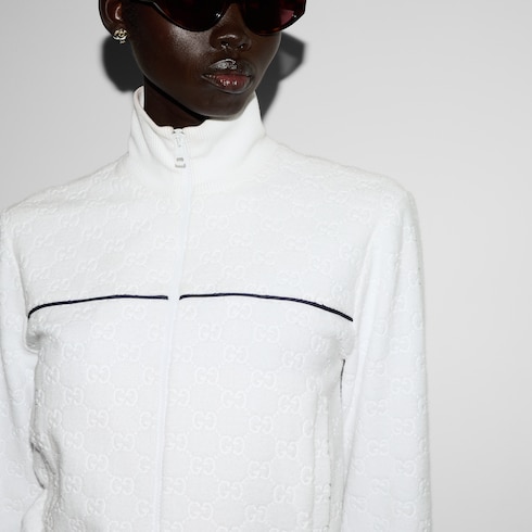Sweat-shirt zippé en tissu éponge en coton GG