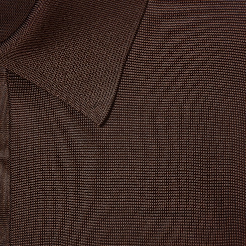 Polo in maglia di seta fine con intarsio