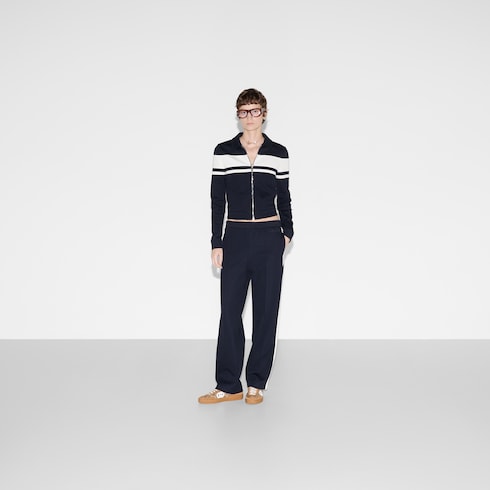Cotton jersey pants with embroidery