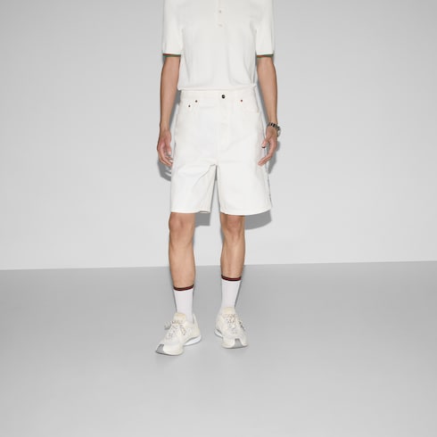 Short en denim avec lisière Gucci