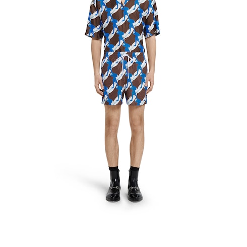 Printed technical poplin swim short Detail 3