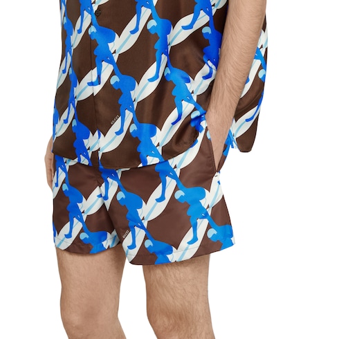 Printed technical poplin swim short Detail 5