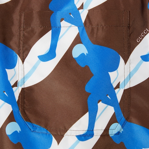 Badeshorts aus technischem Popeline mit Print