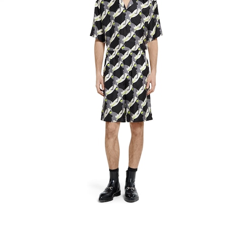 Printed silk twill shorts Detail 3