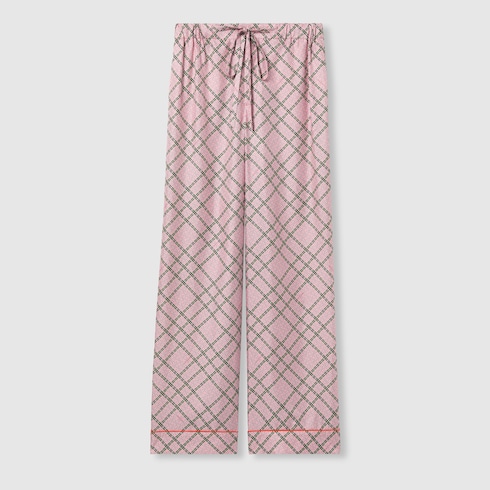 Pantaloni in twill di seta stampato