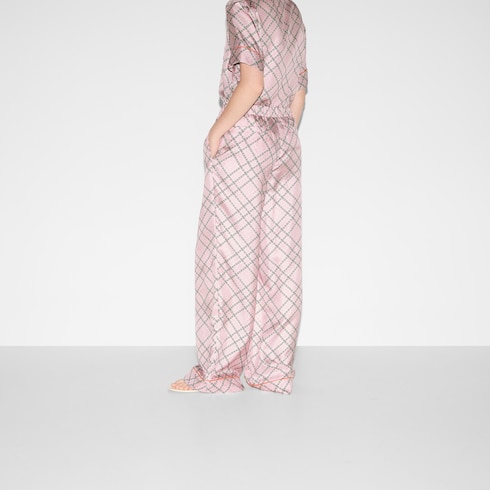 Pantaloni in twill di seta stampato