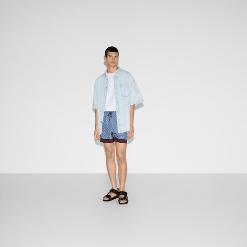 Printed poplin tech swim shorts