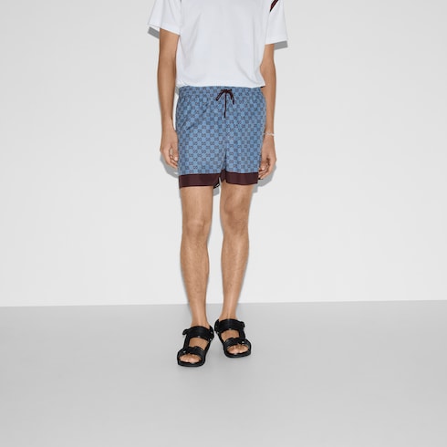 Printed poplin tech swim shorts