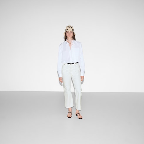 Chemise en popeline de coton avec logo Gucci