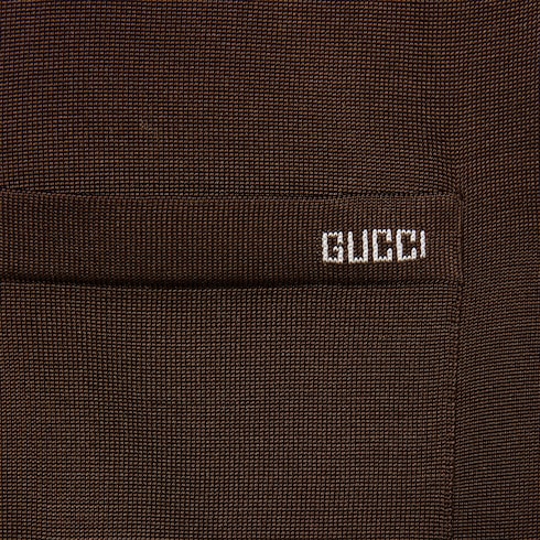 Polo in maglia di seta fine con intarsio