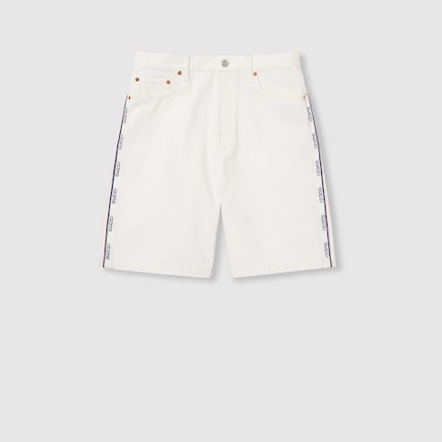 Short en denim avec lisière Gucci