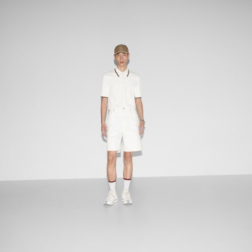 Short en denim avec lisière Gucci