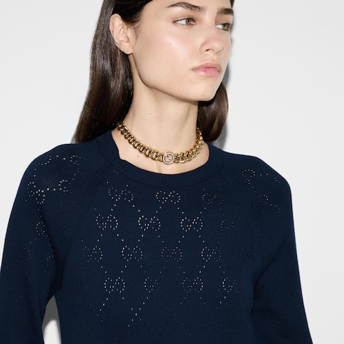 Top de cuello redondo de algodón con rombos