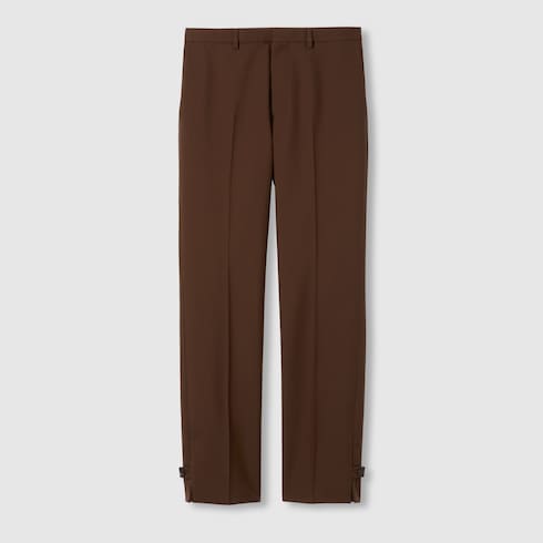 Embossed wool twill pants in dark brown | GUCCI® US