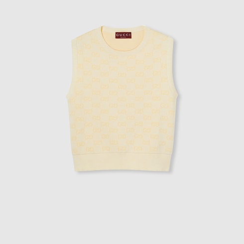 Fine GG cotton sleeveless top