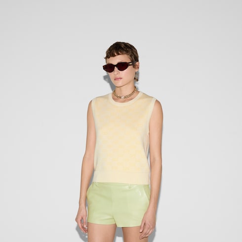Fine GG cotton sleeveless top