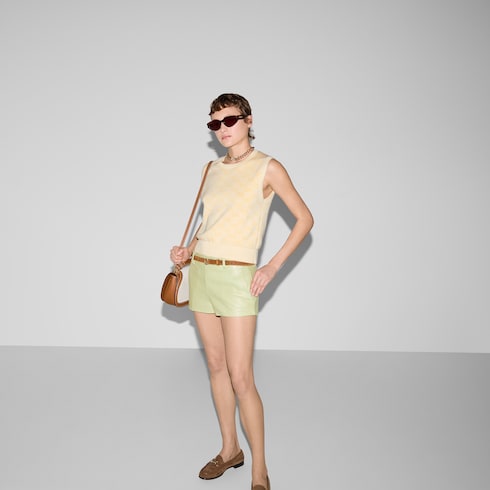 Fine GG cotton sleeveless top
