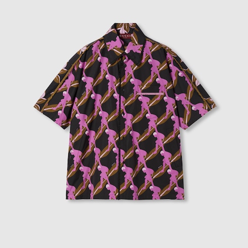 Camicia oversize in popeline di cotone stampato