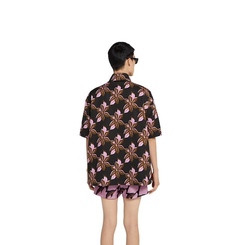 Printed oversize cotton poplin shirt