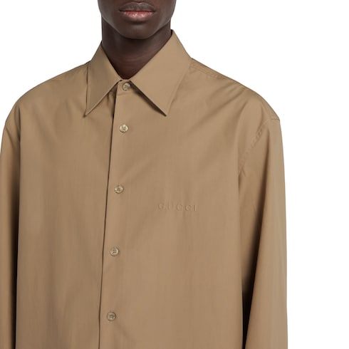 Camicia in popeline di cotone con logo in rilievo