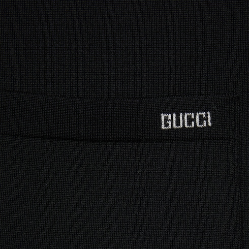 Poloshirt aus feinem Wollstrick mit Intarsie