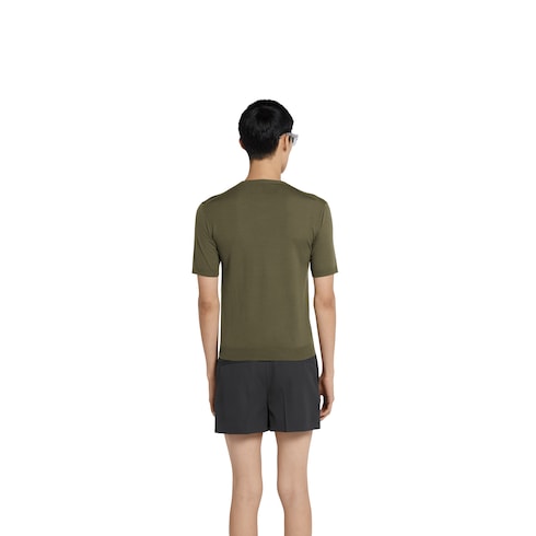 Top in maglia di lana fine con intarsio