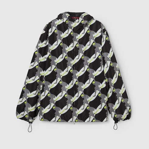 Printed technical poplin zip jacket Detail 2