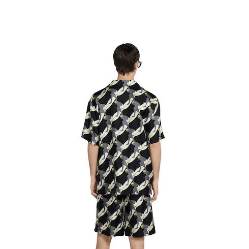 Camicia bowling in seta stampata
