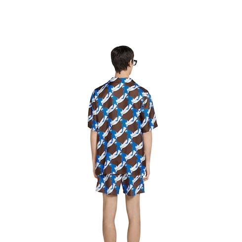 Camicia bowling in seta stampata