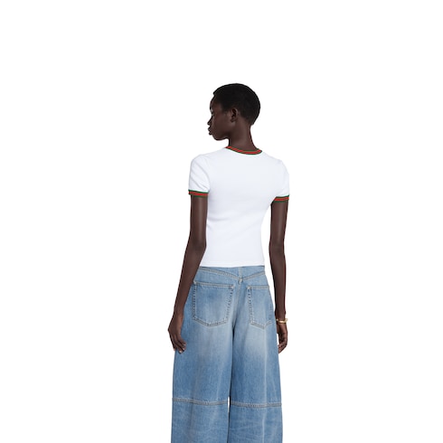 Playera con ribete de algodón y tribanda Web