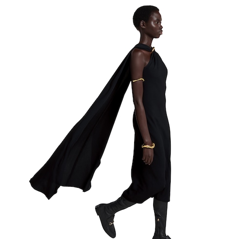 Acetate blend fabric evening dress