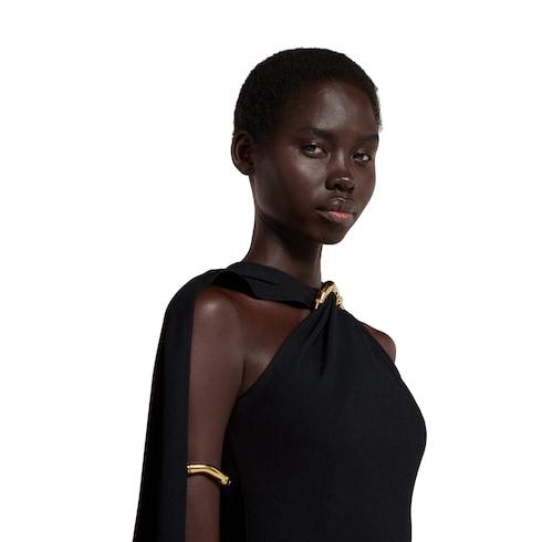 Acetate blend fabric evening dress