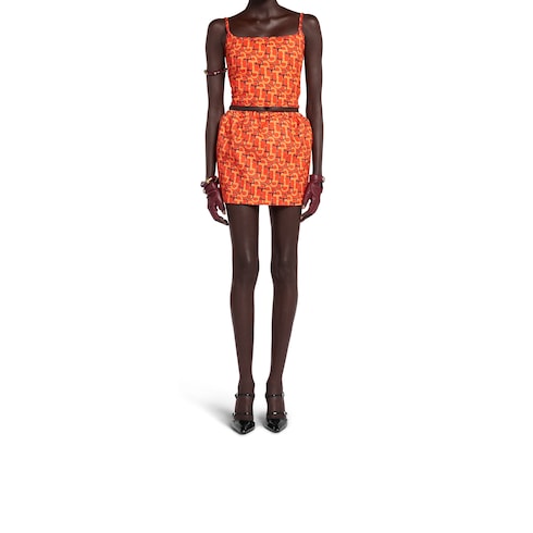 Printed cotton mini skirt