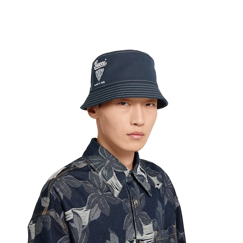 Printed cotton canvas bucket hat
