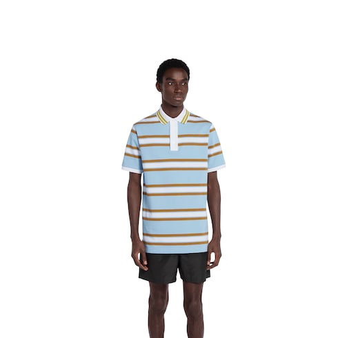 Striped cotton jersey polo top Detail 3