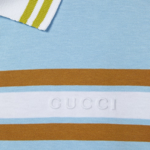 Striped cotton jersey polo top Detail 6