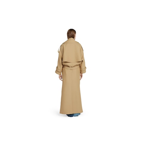 Manteau à double boutonnage en crêpe de soie et laine GG