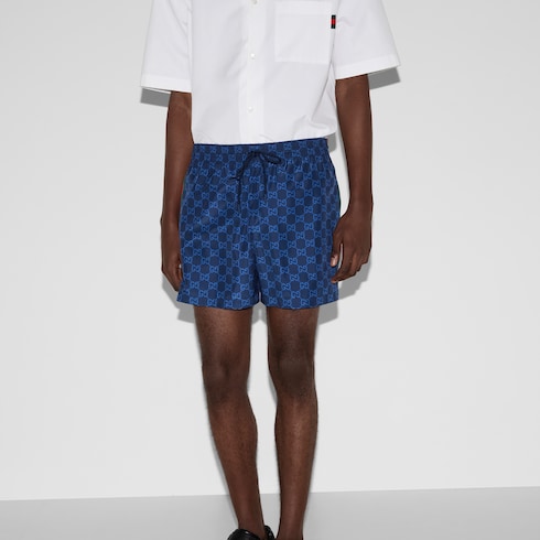 Printed poplin tech swim shorts
