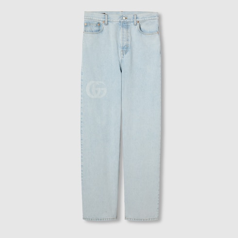 Lasered denim trousers