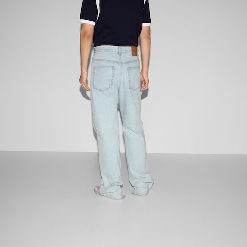 Lasered denim trousers