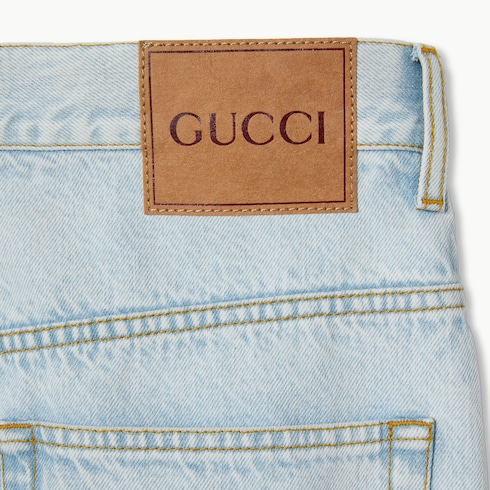 Lasered denim trousers