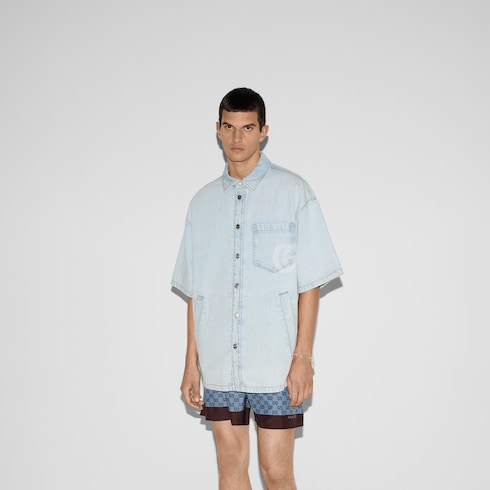 Hemd aus Denim mit gelasertem Detail