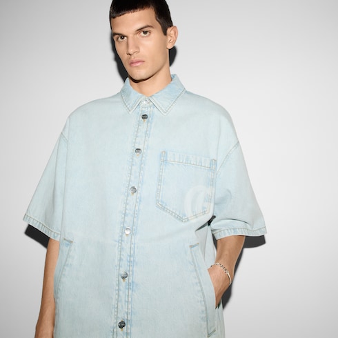 Hemd aus Denim mit gelasertem Detail