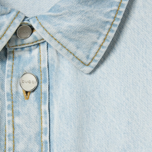 Hemd aus Denim mit gelasertem Detail