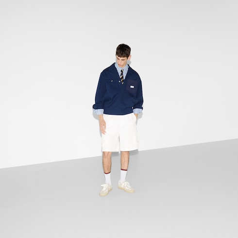 Shorts in tessuto GG di misto lino