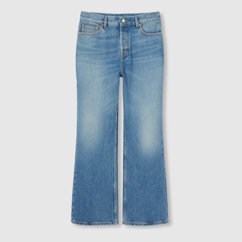 Cropped flared denim pants