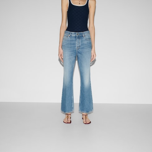 Cropped flared denim pants
