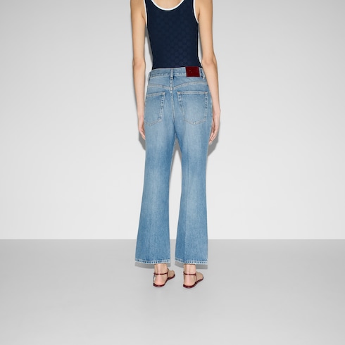 Cropped flared denim pants